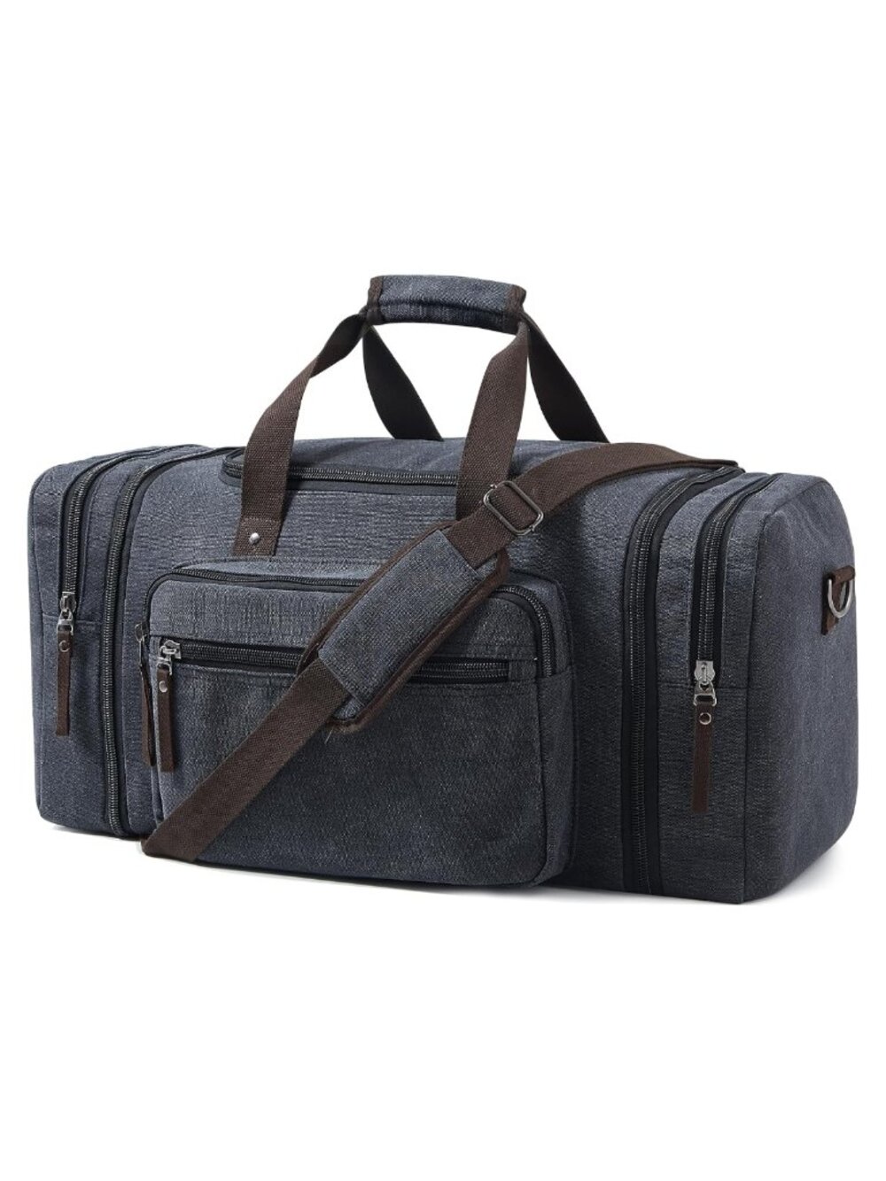Large Canvas Duffle Bag Expandable 55L Weekender Travel Carry-On